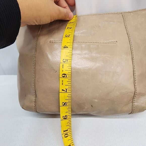 The SAK -Tan Leather Handbag Satchel Purse Woven Handle Outside zip Medium Boho - Picture 8 of 13